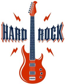 Εικονογράφηση Hard Rock emblem with electric guitar, Sylverarts