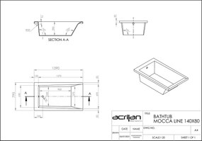 Acrilan Mocca Line 140x80 - Ευθύγραμμη Ακρυλική Μπανιέρα - Maxxcoat