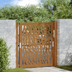 Πύλη κήπου 105x105 cm από διαβρωμένο χάλυβα με σχέδιο ίχνος - Καφέ