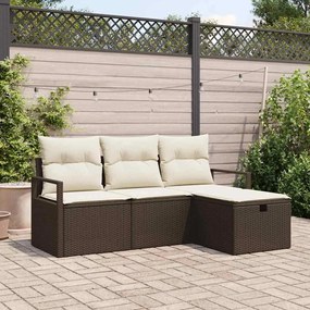 vidaXL Σετ Καναπέ Κήπου 4 pcs Καφέ και κρεμ 175 x 117 x 85 εκ.