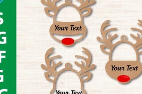 Σετ των 3 Intra απο ξύλο plywood 3mm-4mm πάχος Χριστουγεννιάτικο μπιχλιμπίδι με τάρανδο Δίασταση 3x3 cm INTRAFABR-38562661