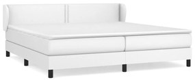 vidaXL Κρεβάτι Boxspring με Στρώμα Λευκό 200x200 εκ. Συνθετικό Δέρμα