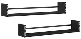 vidaXL Ράφι Τοίχου 2 pcs Μαύρη δρυς 80 x 16 x 14 cm Επεξεργασμένο ξύλο