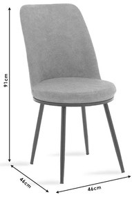 Καρέκλα Farell ύφασμα γκρι antique-μαύρο πόδι 46x46x91 εκ.