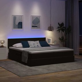 vidaXL LED Κρεβάτι αποθήκευσης με στρώμα Μαύρο 200 x 200 cm Βελούδο