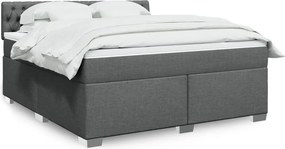 vidaXL Κρεβάτι Boxspring με Στρώμα Σκούρο Γκρι 180x200 εκ Υφασμάτιν