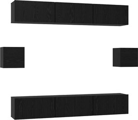 vidaXL Σετ επίπλου τηλεόρασης 8 pcs Μαύρη Οξυά Επεξεργασμένο ξύλο