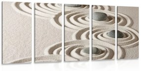Εικόνα 5 μερών Πέτρες Ζεν σε κύκλους με άμμο - 200x100