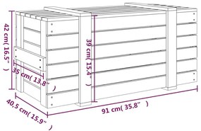 Κουτί Αποθήκευσης Καφέ Μελί 91x40,5x42 εκ. Μασίφ Ξύλο Πεύκου - Καφέ