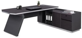 Γραφείο Επαγγελματικό Δεξιά Γωνία Grey & Wenge Rosewood HM2084R 220X180X76Υ εκ.