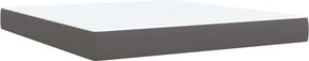 vidaXL Κρεβάτι Boxspring με Στρώμα Γκρι 180x200 εκ. Συνθετικό Δέρμα