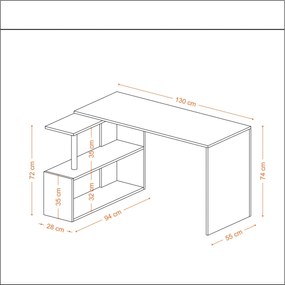 Γραφείο Λευκό GELINCIK 130x94x74