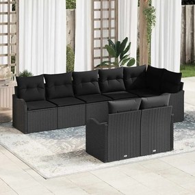 vidaXL Σετ Καναπέ Κήπου με μαξιλάρι 8 pcs Μαύρο Πολυ ράταν