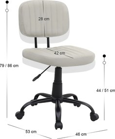 Καρέκλα γραφείου Romano Megapap από τεχνόδερμα χρώμα λευκό 46x53x79/86εκ.