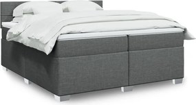vidaXL Κρεβάτι Boxspring με Στρώμα Σκούρο Γκρι 200x200 εκ. Υφασμάτινο