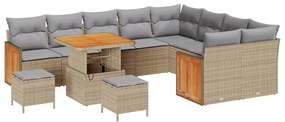 vidaXL Σετ Καναπέ Κήπου 12 pcs Μπεζ, Ανοιχτό γκρι 80 x 80 x 71 cm