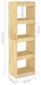 Βιβλιοθήκη/Διαχωριστικό Χώρου 40x30x135,5 εκ. Μασίφ Ξύλο Πεύκου - Καφέ