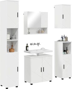 vidaXL Σετ Επίπλων Μπάνιου Επιτοίχιο 5 pcs Υψηλής γυαλάδας λευκό