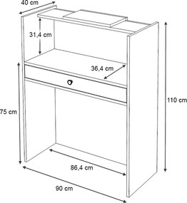 Γραφείο υποδοχής - reception Mezzo Megapap χρώμα λευκό 90x40x110εκ.