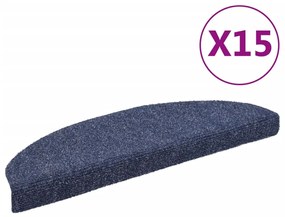vidaXL Πατάκια Σκαλιών Αυτοκόλλητα 15 τεμ. Μπλε Ημίστρογγυλά Μεγάλα 65x21x4 εκ.