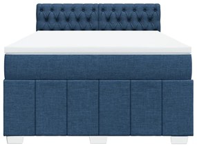 Κρεβάτι Boxspring με Στρώμα Μπλε 140x200 εκ. Υφασμάτινο - Μπλε