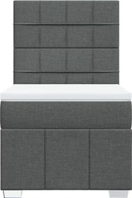 vidaXL Κρεβάτι Boxspring με Στρώμα Σκούρο Γκρι 100x200 εκ. Υφασμάτινο