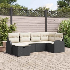 vidaXL Σετ Καναπέ Κήπου 6 pcs Μαύρο και κρεμ 234 x 124 x 85 εκ