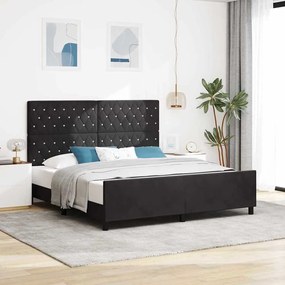 vidaXL Σκελετός Κρεβατιού με κεφαλάρι Μαύρο 180 x 200 cm Βελούδο