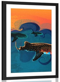 Αφίσα με παρπαστού Θάλασα γεμάτη ψάρια - 30x45 black