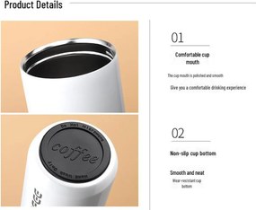 Ποτήρι Θερμός Ανοξείδωτο 400ml με Επιστόμιο - Άσπρο