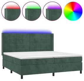 ΚΡΕΒΑΤΙ BOXSPRING ΜΕ ΣΤΡΩΜΑ &amp; LED ΣΚ. ΠΡΑΣΙΝΟ 200X200ΕΚ ΒΕΛΟΥΔΟ 3139586