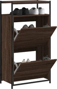 vidaXL Παπουτσοθήκη Καφέ Δρυς 60x34x112 εκ. από Επεξεργασμένο Ξύλο