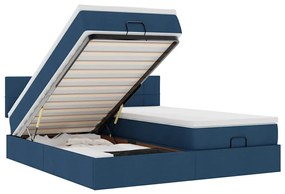 vidaXL Οθωμανικό κρεβάτι με στρώματα μπλε 180x200cm ύφασμα