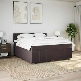 vidaXL Κρεβάτι Boxspring με Στρώμα Σκούρο Καφέ 180x200 εκ Υφασμάτινο
