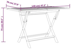 ΤΡΑΠΕΖΙ ΚΗΠΟΥ ΠΤΥΣΣΟΜΕΝΟ ΓΚΡΙ 120 X 70 X 75 ΕΚ. ΜΑΣΙΦ ΞΥΛΟ TEAK 362763