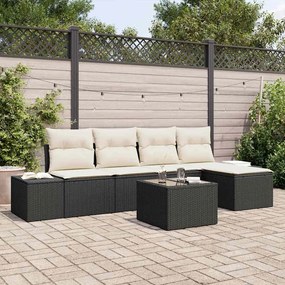 vidaXL Σετ Καναπέ Κήπου 6 pcs Καφέ, Κρέμα Πολυ rattan, βαμμένο ατσάλι