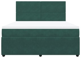 Κρεβάτι Boxspring με Στρώμα Σκούρο Πράσινο 180x200εκ. Βελούδινο - Πράσινο