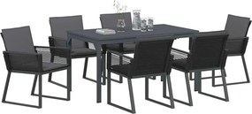 vidaXL Σέτ φαγητού για κήπο 7 pcs Ανθρακί συνθετικό ρατάν