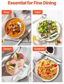 VEVOR 65-Piece Silverware Set Stainless Steel Cutlery Flatware Utensils for 12