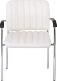 DENIM Πολυθρόνα Γραφείου Επισκέπτη Χρώμιο, Pu Άσπρο   5τμχ