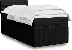 vidaXL Κρεβάτι Boxspring με Στρώμα Μαύρο 100 x 200 εκ. Υφασμάτινο