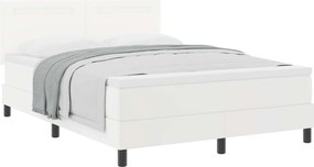 vidaXL Κρεβάτι με ελατήρια με στρώμα Λευκό 140 x 200 cm Τεχνητό δέρμα
