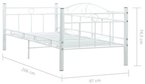 Πλαίσιο για Καναπέ - Κρεβάτι Λευκό 90 x 200 εκ. Μεταλλικό - Λευκό