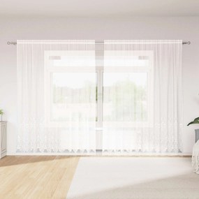 vidaXL Κουρτίνα Δαντέλας με κουρτίνες Λευκό 200 x 300 cm Πολυεστέρας