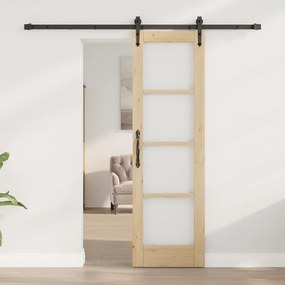 vidaXL Ολισθητή Πόρτα Καφέ 61 x 198.5 εκ. Ξύλο και μέταλλο