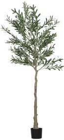 HOMCOM Τεχνητό δέντρο, Τεχνητή ελιά, 180 cm, 900 φύλλα, 40 ελιές, σταθερή γλάστρα, διακοσμητικό φυτό, πράσινο