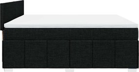 vidaXL Κρεβάτι Boxspring με Στρώμα Μαύρο 200x200 εκ. Υφασμάτινο