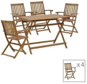 Τραπεζαρία Joter-Jaybo σετ 5τεμ πτυσσόμενο φυσικό μασίφ ξύλο ακακίας 100x65x72εκ 100x65x72 εκ.