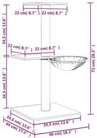 Γατόδεντρο Aνοιχτό Γκρι 72 εκ. με Στύλους Ξυσίματος από Σιζάλ - Γκρι