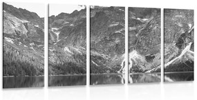 Φωτογραφία 5 μερών Morske Oko στα Τάτρα σε ασπρόμαυρο - 100x50